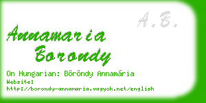 annamaria borondy business card